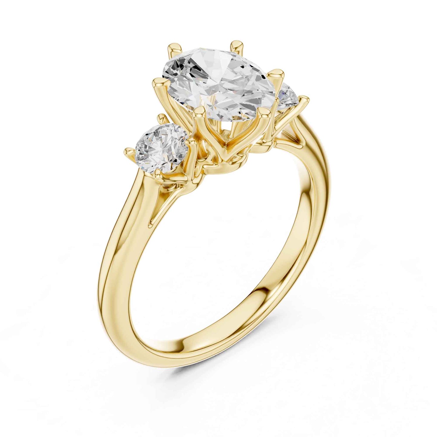 1.5 Carat Oval Shape Diamond Ring with Side Brilliant Diamonds