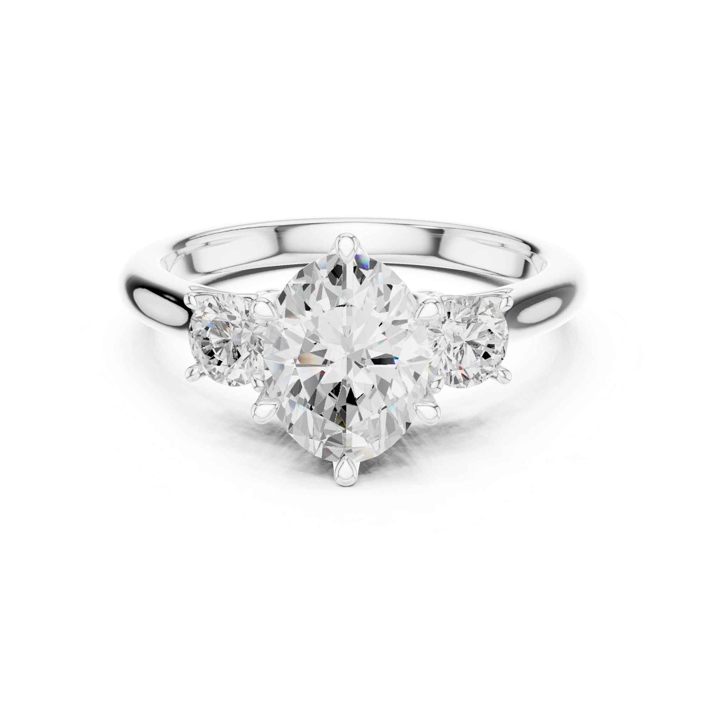 1.5 Carat Oval Shape Diamond Ring with Side Brilliant Diamonds