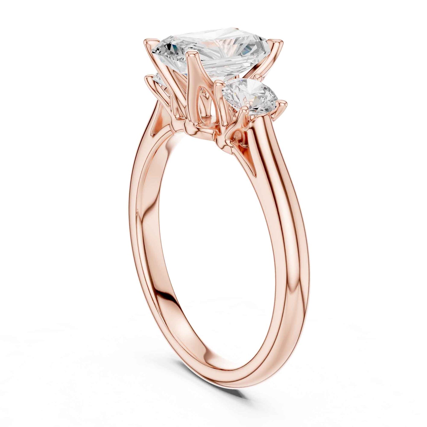 1.5 Radiant Cut Diamond Three Stone Engagement Ring