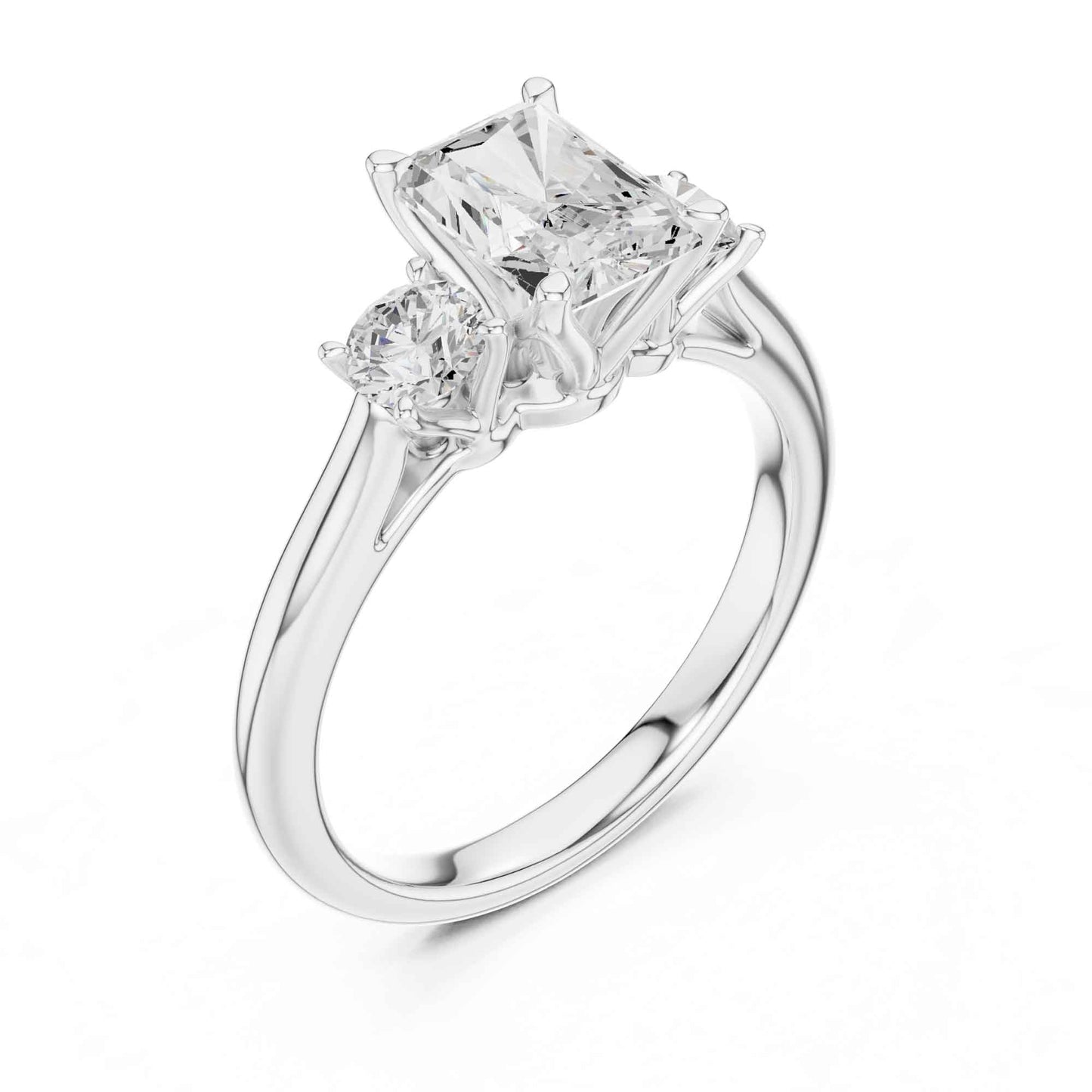 1.5 Radiant Cut Diamond Three Stone Engagement Ring