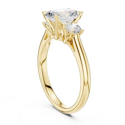 1.5 Radiant Cut Diamond Three Stone Engagement Ring