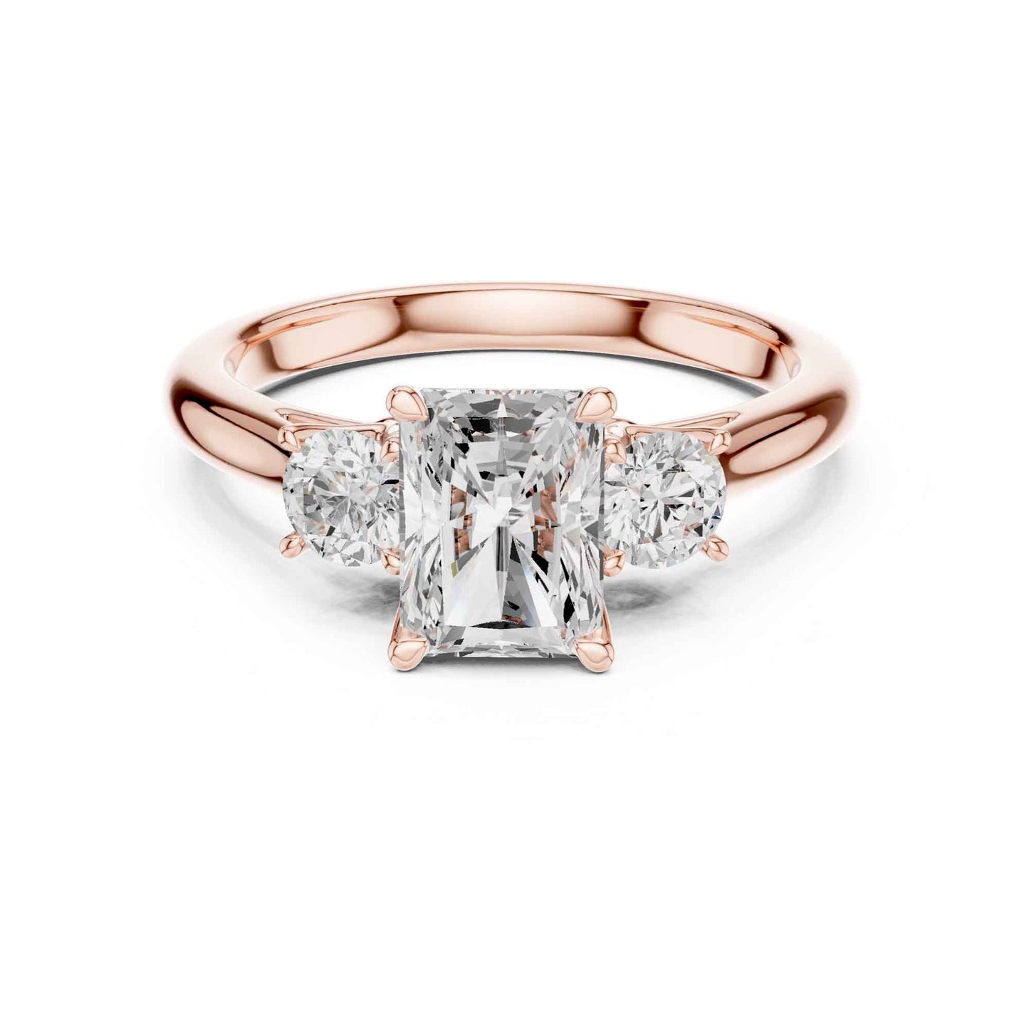 1.5 Radiant Cut Diamond Three Stone Engagement Ring