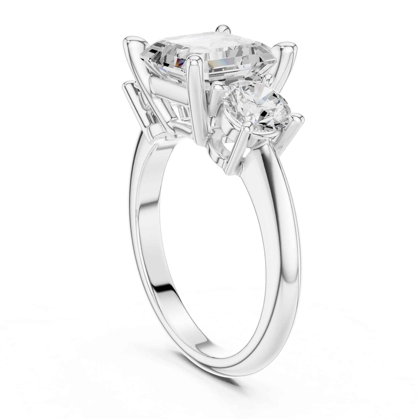 2.5 Carat Asscher-Shaped Diamond Solitaire Ring with Classic Band