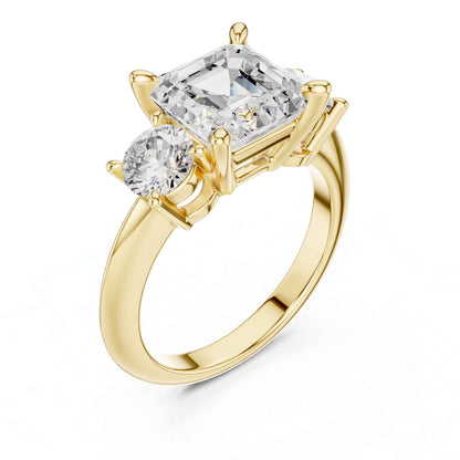 2.5 Carat Asscher-Shaped Diamond Solitaire Ring with Classic Band