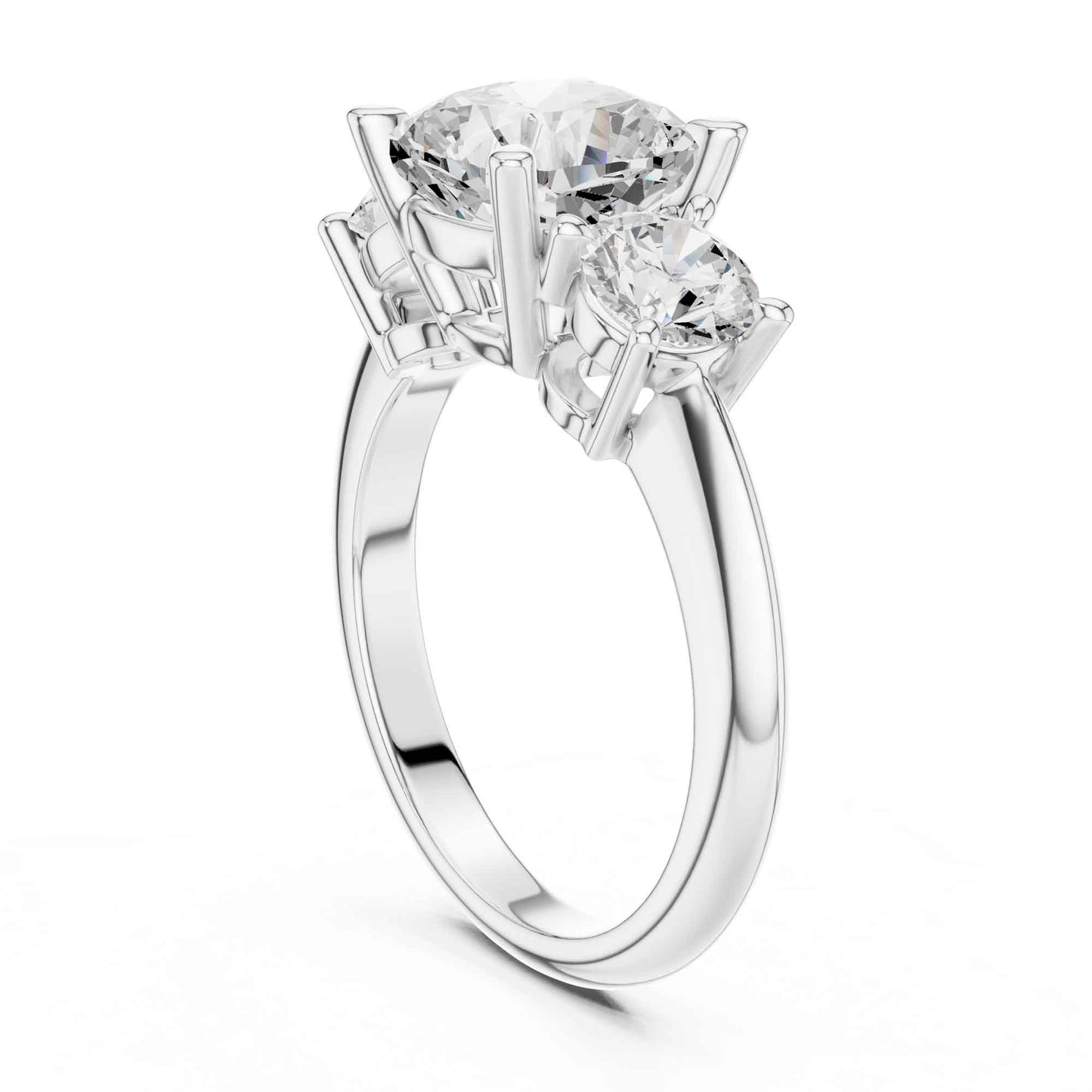 2.5 Carat Cushion Cut Diamond Three-Stone Engagement Ring with Round Side Stones