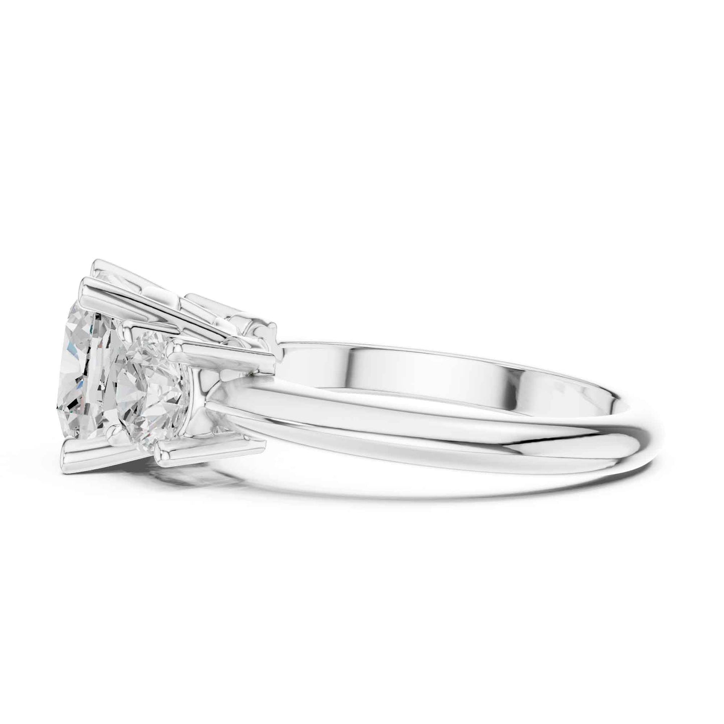 2.5 Carat Cushion Cut Diamond Three-Stone Engagement Ring with Round Side Stones
