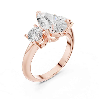 2.5 Carat Pear-Shaped Diamond Three-Stone Engagement Ring