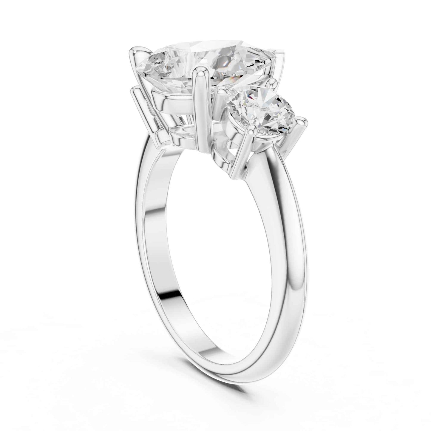 2.5 Carat Pear-Shaped Diamond Three-Stone Engagement Ring