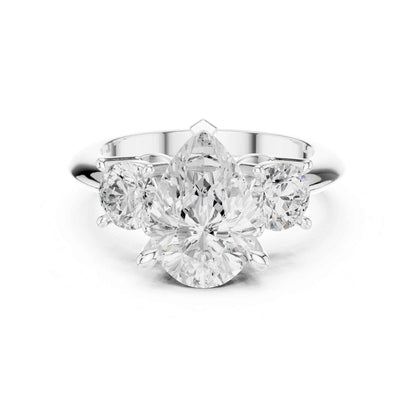 2.5 Carat Pear-Shaped Diamond Three-Stone Engagement Ring