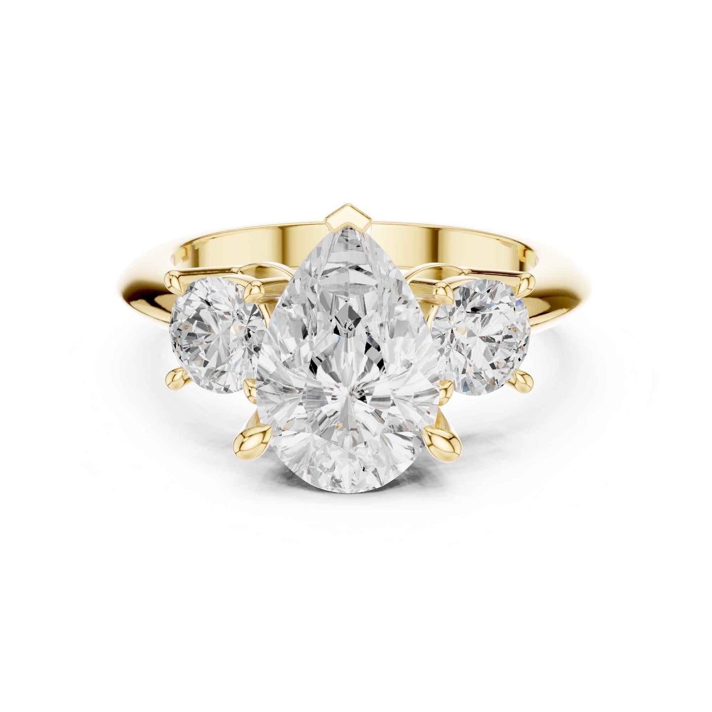 2.5 Carat Pear-Shaped Diamond Three-Stone Engagement Ring
