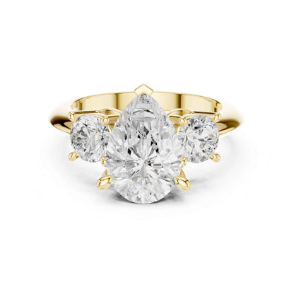 2.5 Carat Pear-Shaped Diamond Three-Stone Engagement Ring