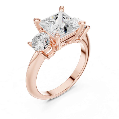 2.5 Carat Princess Cut Diamond Three-Stone Engagement Ring