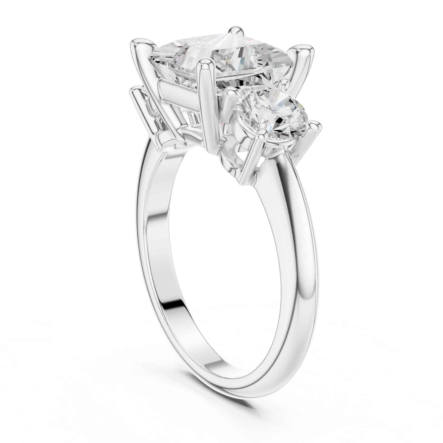 2.5 Carat Princess Cut Diamond Three-Stone Engagement Ring