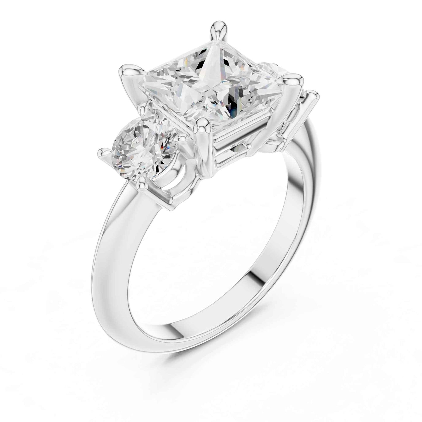 2.5 Carat Princess Cut Diamond Three-Stone Engagement Ring