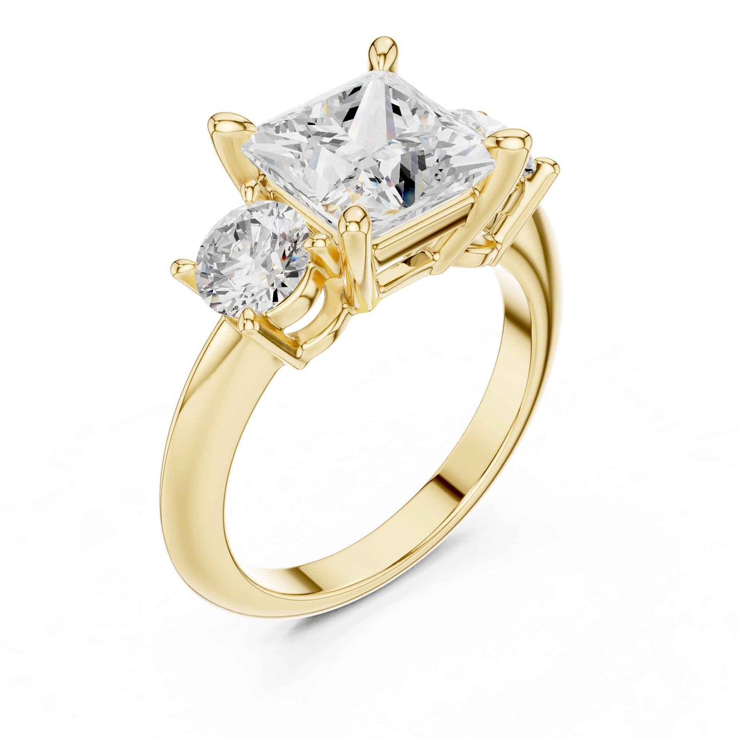 2.5 Carat Princess Cut Diamond Three-Stone Engagement Ring