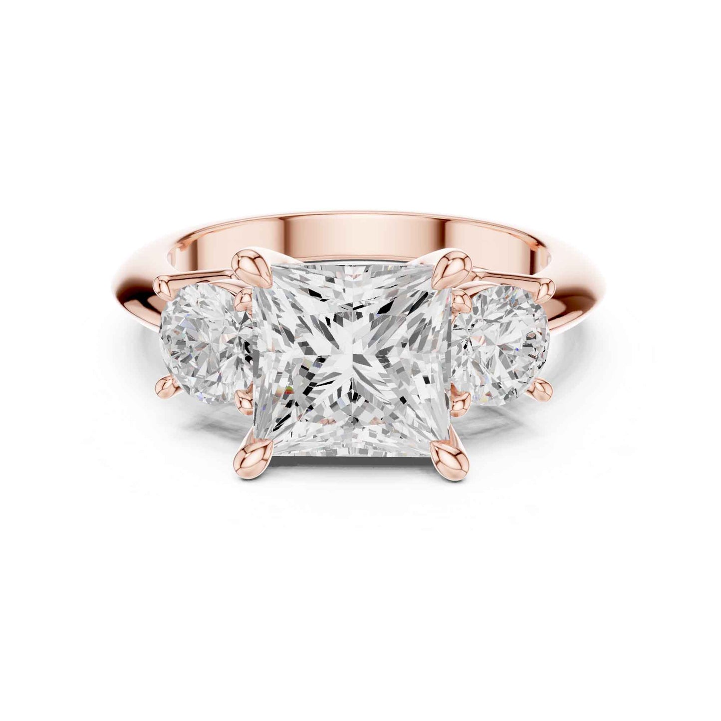 2.5 Carat Princess Cut Diamond Three-Stone Engagement Ring