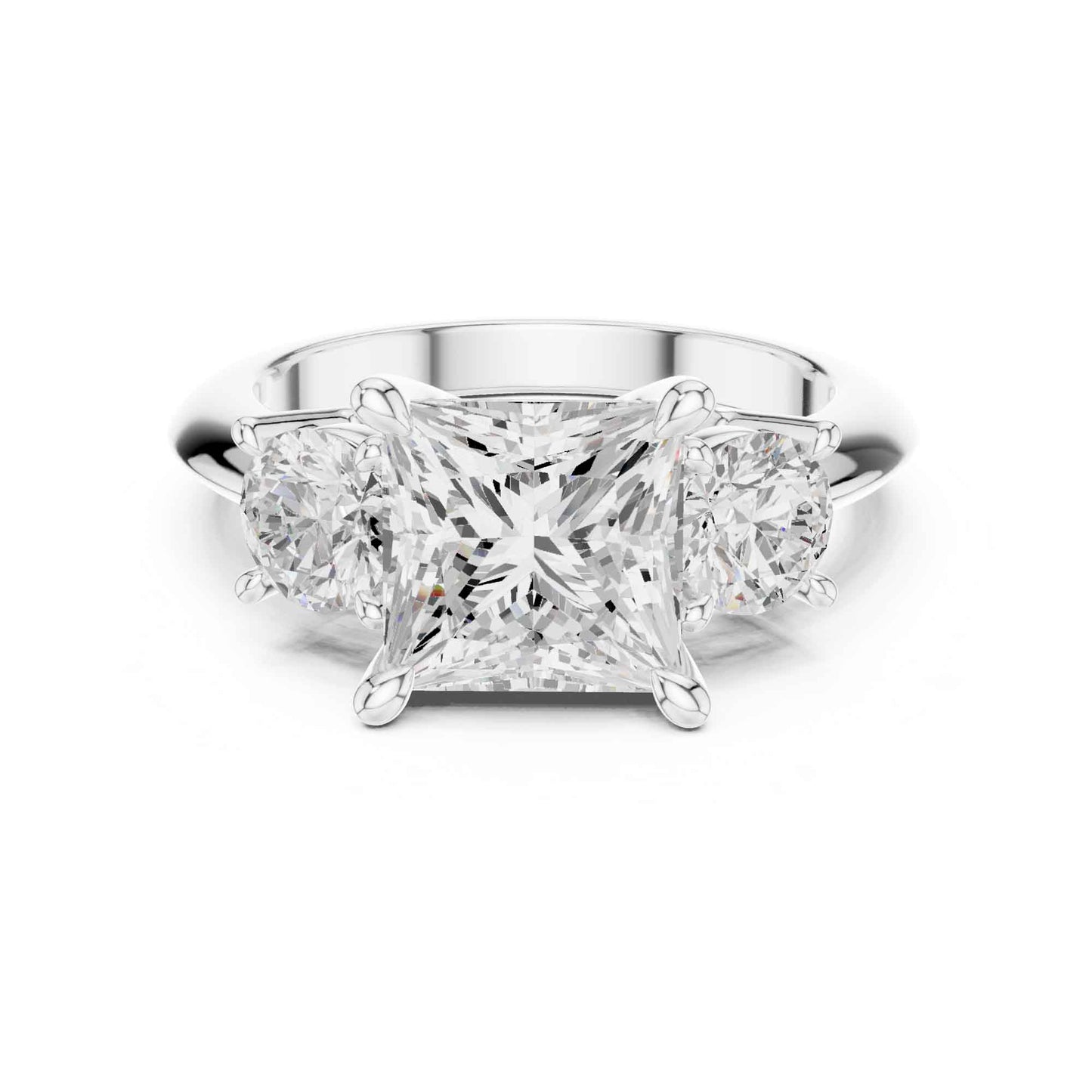 2.5 Carat Princess Cut Diamond Three-Stone Engagement Ring
