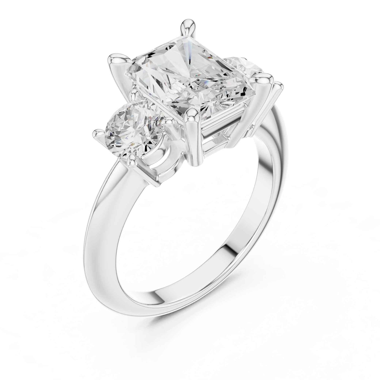 2.5 Carat Radiant Cut Diamond Three-Stone Engagement Ring