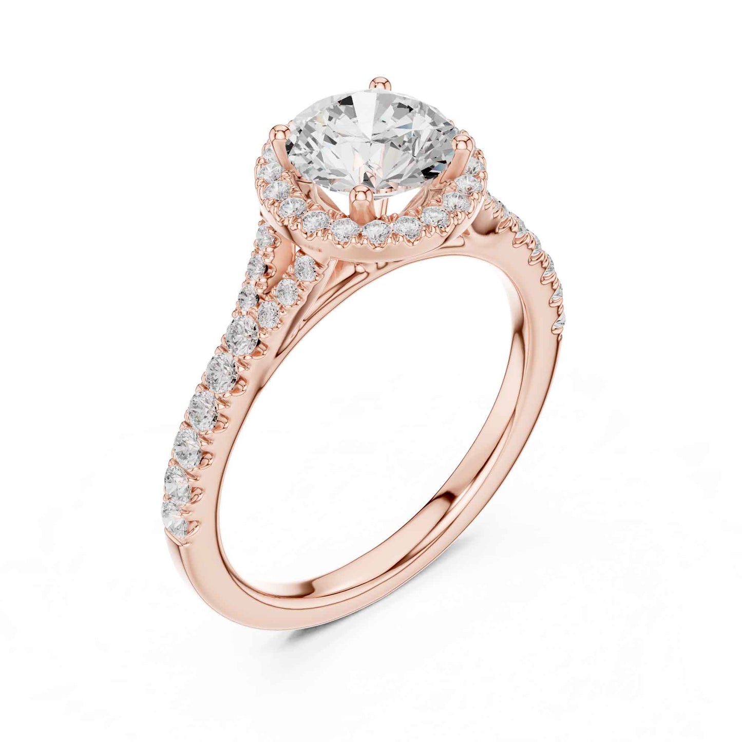 1 Carat Classic Round Diamond Halo Ring with Pavé Accents