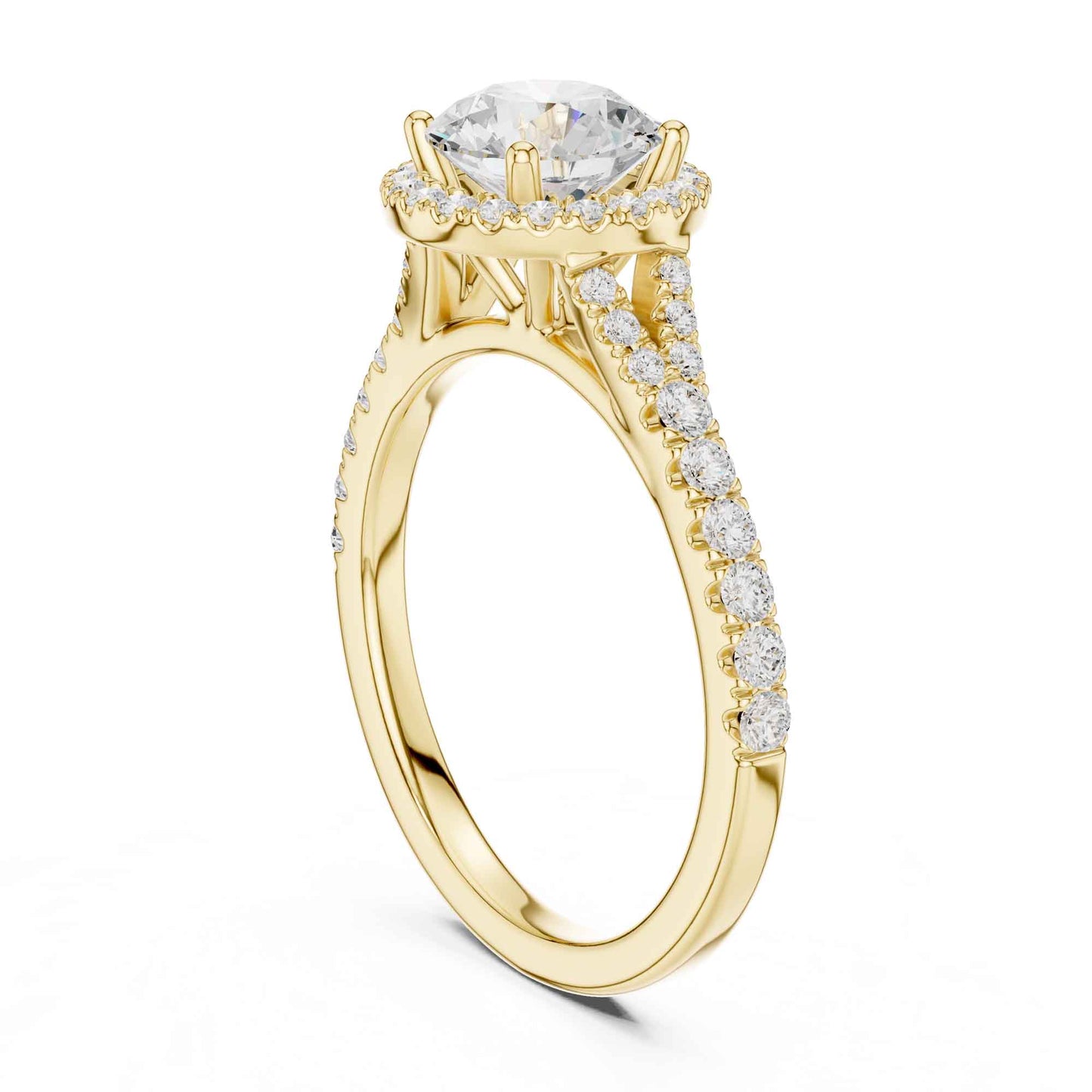 1 Carat Classic Round Diamond Halo Ring with Pavé Accents