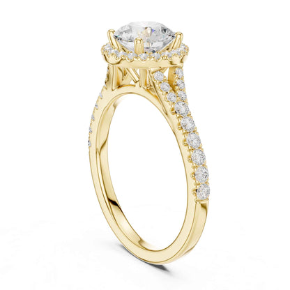 1 Carat Classic Round Diamond Halo Ring with Pavé Accents