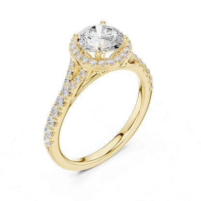 1 Carat Classic Round Diamond Halo Ring with Pavé Accents