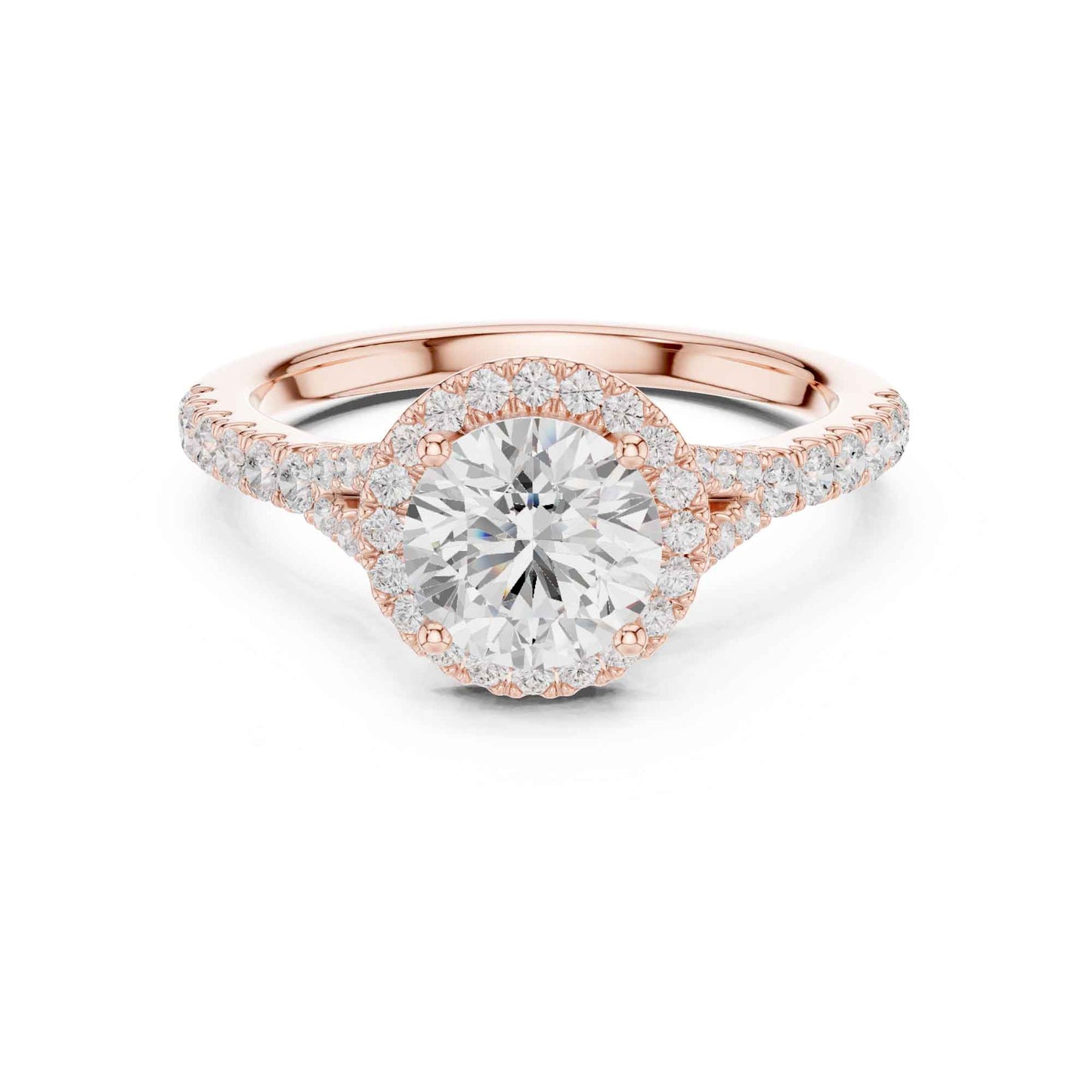 1 Carat Classic Round Diamond Halo Ring with Pavé Accents
