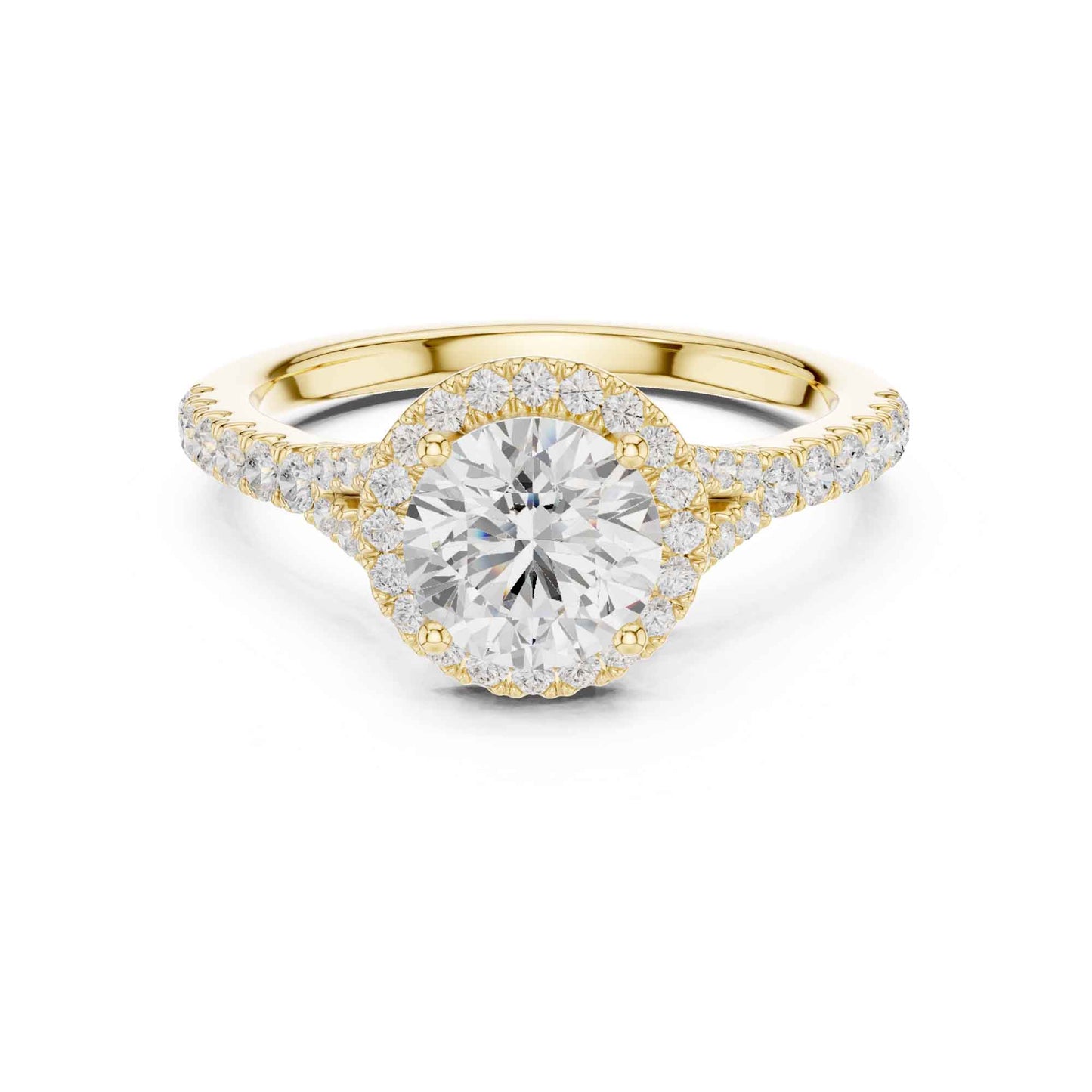 1 Carat Classic Round Diamond Halo Ring with Pavé Accents