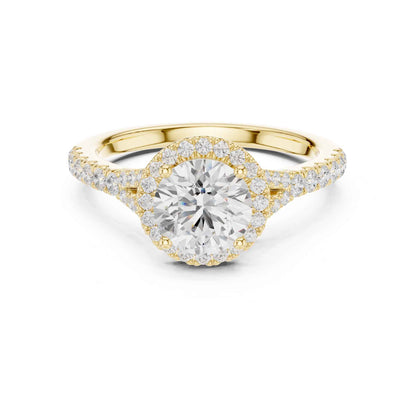 1 Carat Classic Round Diamond Halo Ring with Pavé Accents