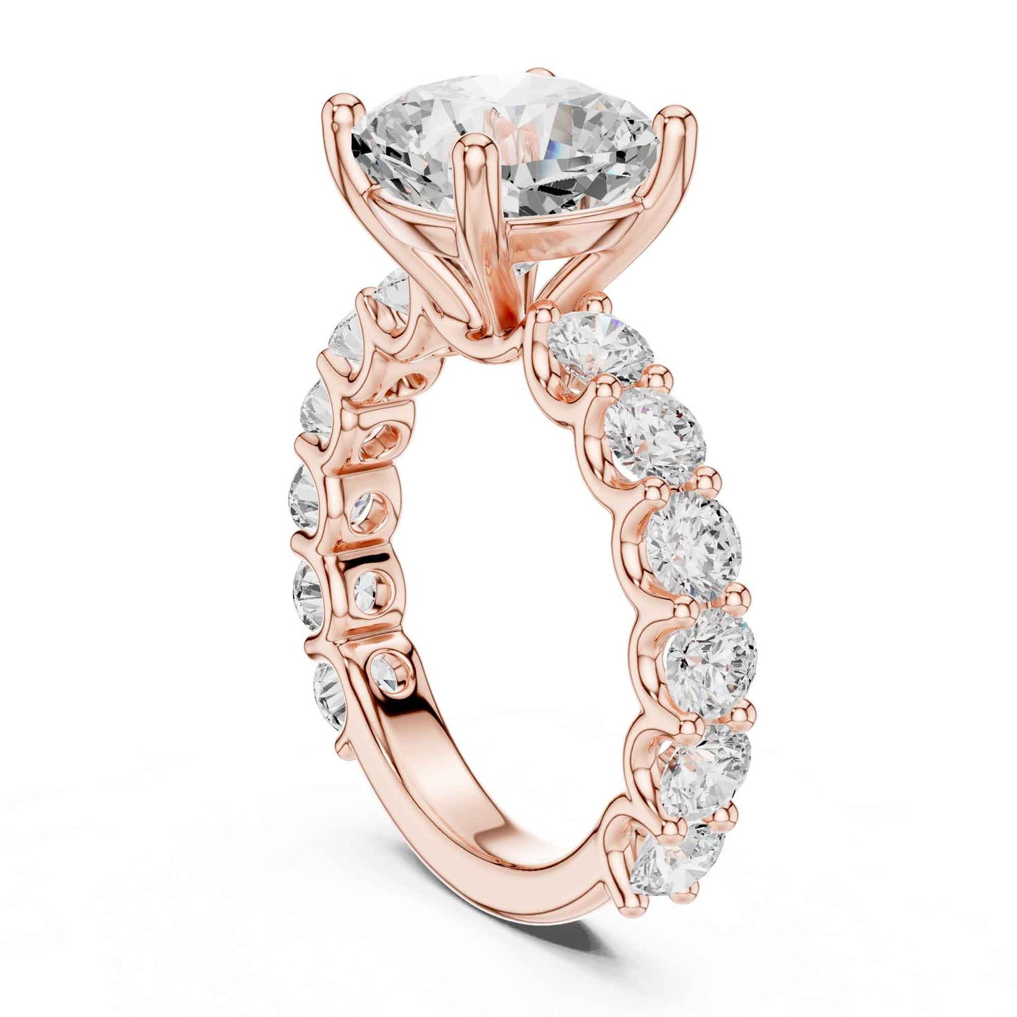 4 Carat Cushion Cut Lab Grown Diamond Engagement Ring in Classic Pavé Style