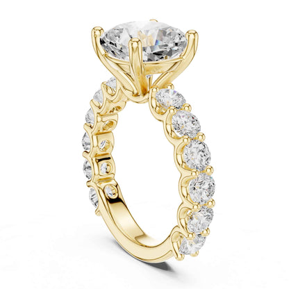4 Carat Cushion Cut Lab Grown Diamond Engagement Ring in Classic Pavé Style