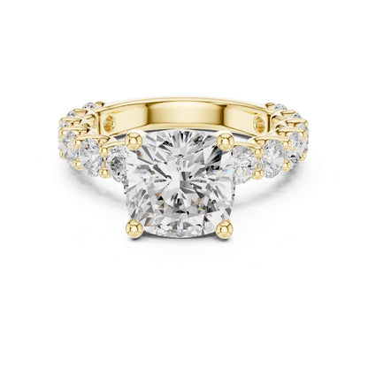 4 Carat Cushion Cut Lab Grown Diamond Engagement Ring in Classic Pavé Style