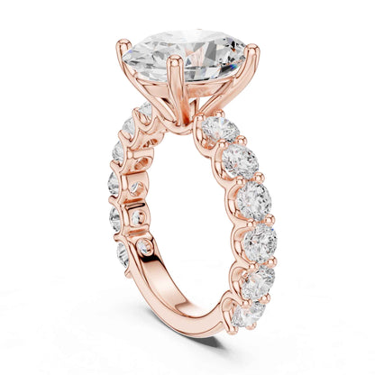 4 Carat Oval Cut Lab Grown Diamond Engagement Ring with Pavé Band