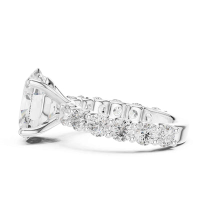 4 Carat Oval Cut Lab Grown Diamond Engagement Ring with Pavé Band