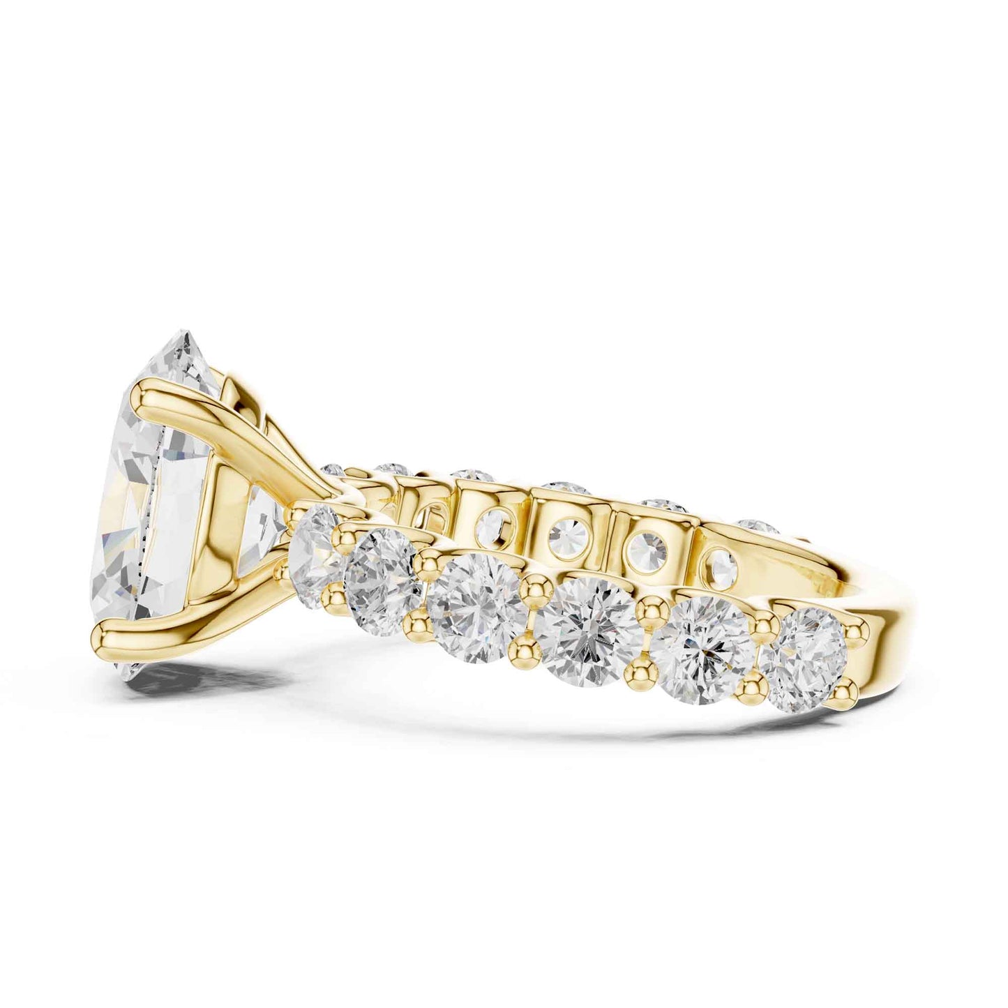 4 Carat Oval Cut Lab Grown Diamond Engagement Ring with Pavé Band