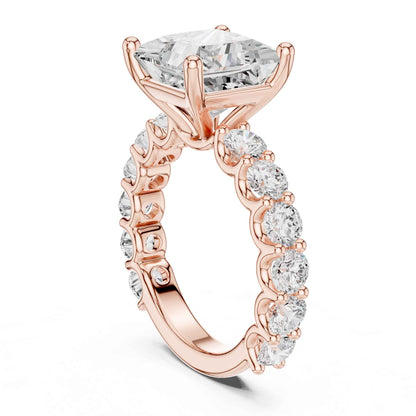 4 Carat Princess Shape Lab Grown Diamond Ring with Side Diamonds