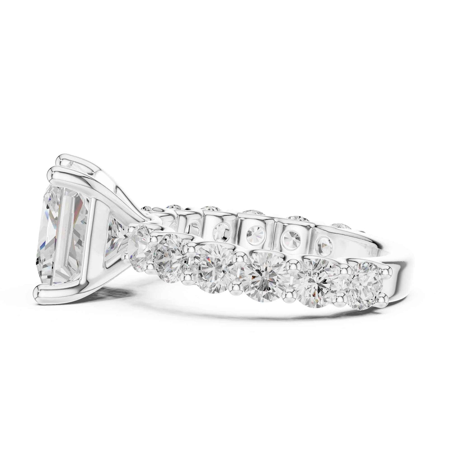 4 Carat Princess Shape Lab Grown Diamond Ring with Side Diamonds