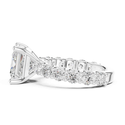 4 Carat Princess Shape Lab Grown Diamond Ring with Side Diamonds