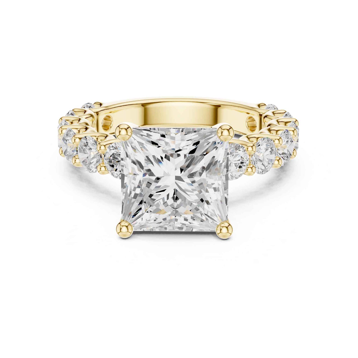 4 Carat Princess Shape Lab Grown Diamond Ring with Side Diamonds