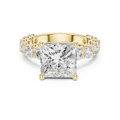 4 Carat Princess Shape Lab Grown Diamond Ring with Side Diamonds