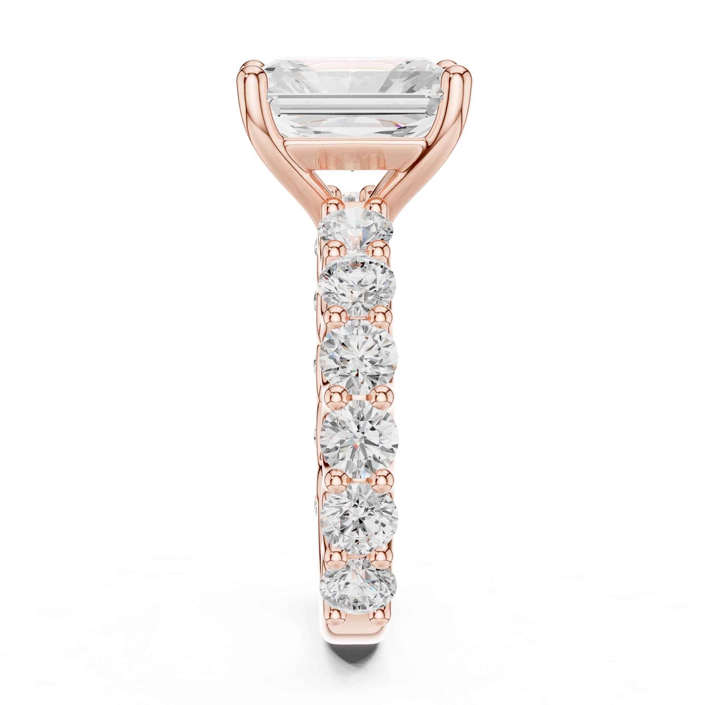 4 Carat Radiant Cut Lab Grown Diamond Engagement Ring with Pavé Band