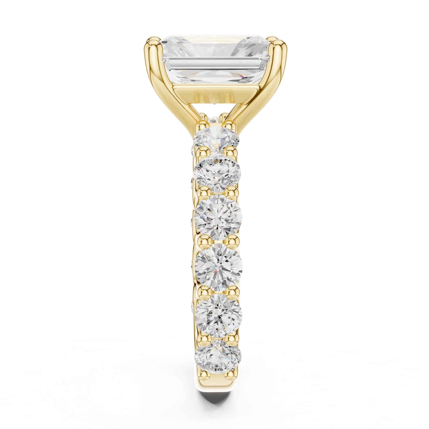 4 Carat Radiant Cut Lab Grown Diamond Engagement Ring with Pavé Band