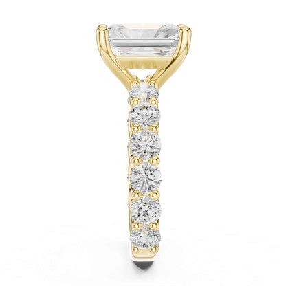 4 Carat Radiant Cut Lab Grown Diamond Engagement Ring with Pavé Band