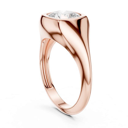 2 Carat Modern Cushion Cut Lab Grown Diamond Bezel Signet Ring