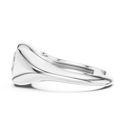 2 Carat Modern Cushion Cut Lab Grown Diamond Bezel Signet Ring