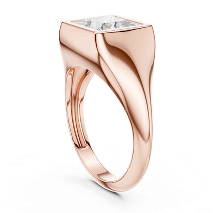 2 Carat Princess Cut Lab Grown Diamond Bezel Set Statement Ring