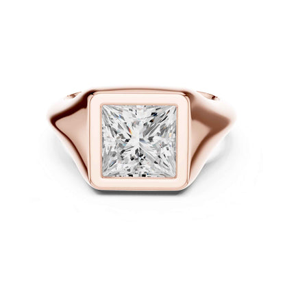 2 Carat Princess Cut Lab Grown Diamond Bezel Set Statement Ring