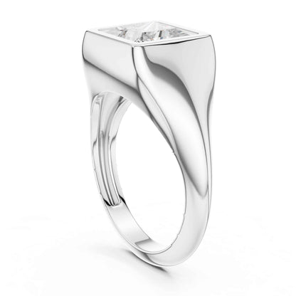 2 Carat Princess Cut Lab Grown Diamond Bezel Set Statement Ring