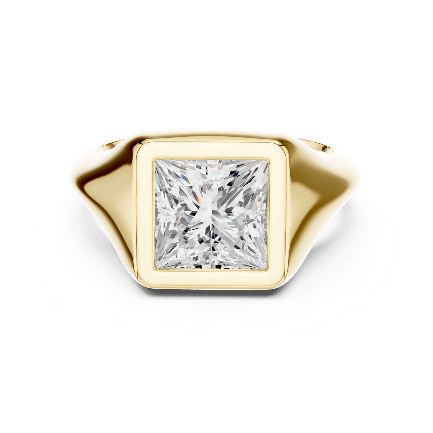 2 Carat Princess Cut Lab Grown Diamond Bezel Set Statement Ring