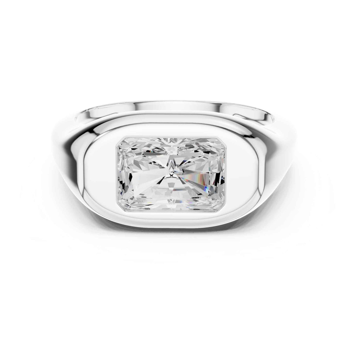 2 Carat Radiant Cut Lab Grown Diamond Bezel Set Statement Ring